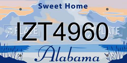 IZT4960 Alabama License Plate