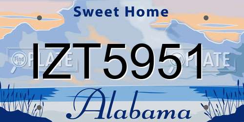 IZT5951 Alabama License Plate