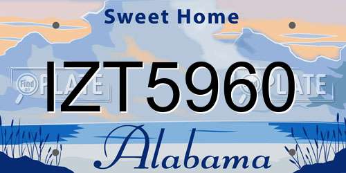 IZT5960 Alabama License Plate