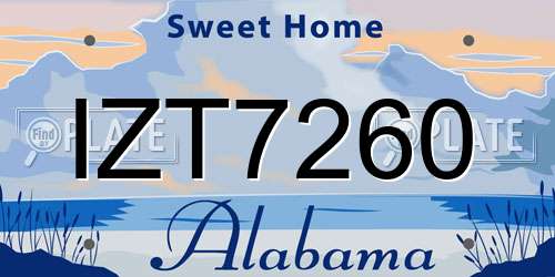 IZT7260 Alabama License Plate