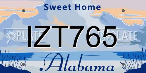 IZT765 Alabama License Plate