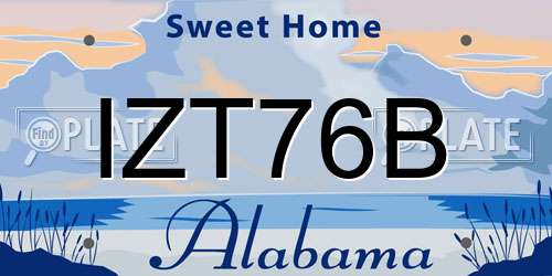 IZT76B Alabama License Plate
