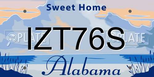 IZT76S Alabama License Plate