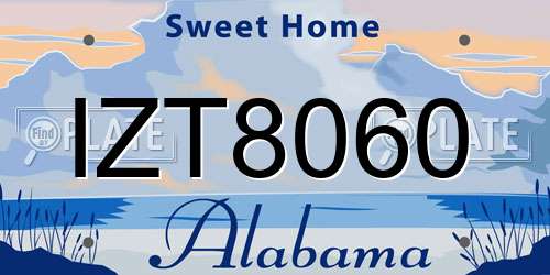 IZT8060 Alabama License Plate