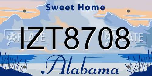 IZT8708 Alabama License Plate