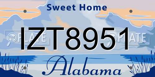 IZT8951 Alabama License Plate