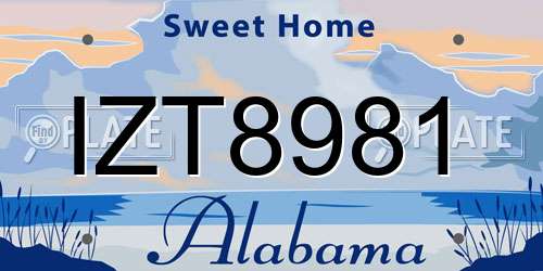 IZT8981 Alabama License Plate
