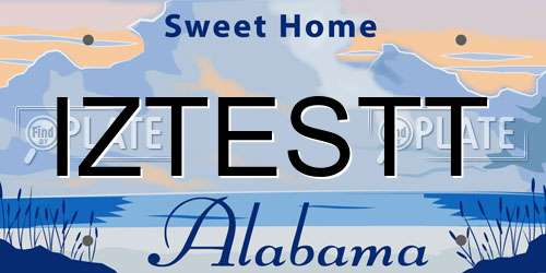 IZTESTT Alabama License Plate