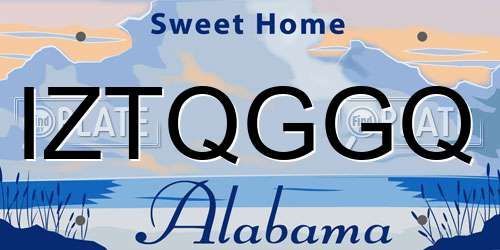 IZTQGGQ Alabama License Plate