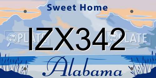 IZX342 Alabama License Plate