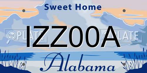IZZ00A Alabama License Plate
