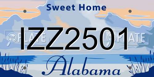 IZZ2501 Alabama License Plate