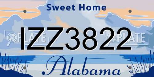 IZZ3822 Alabama License Plate