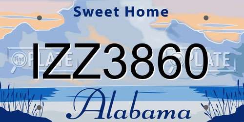 IZZ3860 Alabama License Plate