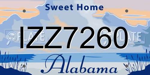 IZZ7260 Alabama License Plate