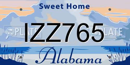 IZZ765 Alabama License Plate