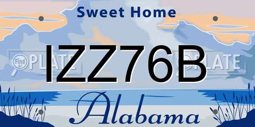 IZZ76B Alabama License Plate