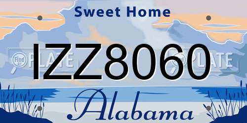 IZZ8060 Alabama License Plate