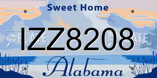 IZZ8208 Alabama License Plate