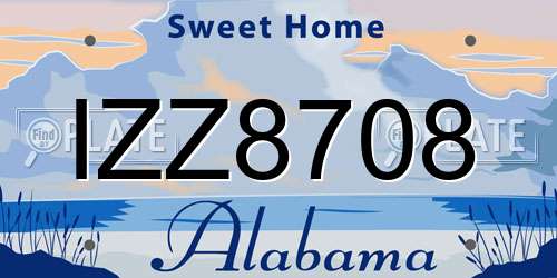 IZZ8708 Alabama License Plate