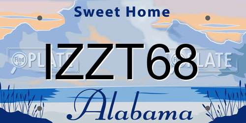 IZZT68 Alabama License Plate