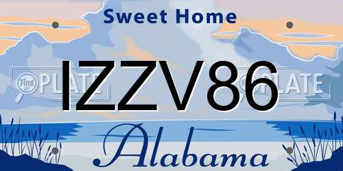 IZZV86 Alabama License Plate