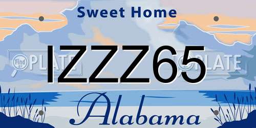 IZZZ65 Alabama License Plate
