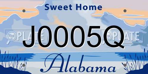 J0005Q Alabama License Plate