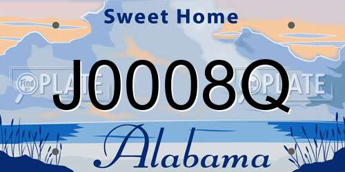 J0008Q Alabama License Plate