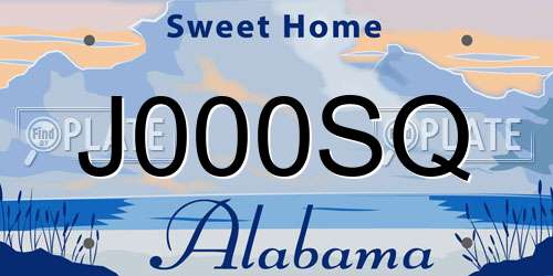 J000SQ Alabama License Plate