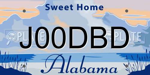 J00DBD Alabama License Plate