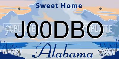 J00DBO Alabama License Plate