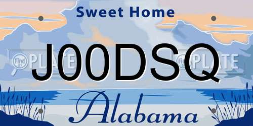 J00DSQ Alabama License Plate