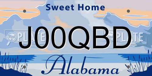 J00QBD Alabama License Plate