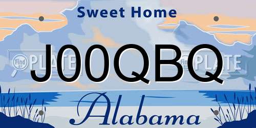 J00QBQ Alabama License Plate