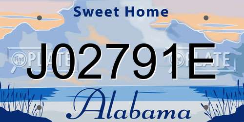 J02791E Alabama License Plate