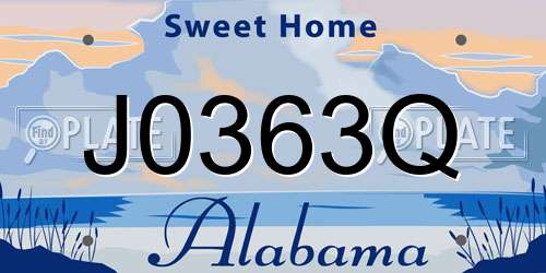 J0363Q Alabama License Plate