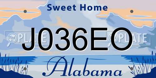J036EO Alabama License Plate