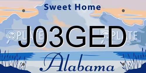 J03GED Alabama License Plate