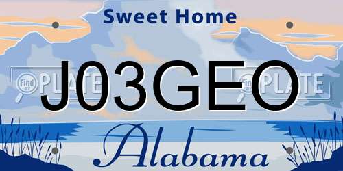 J03GEO Alabama License Plate