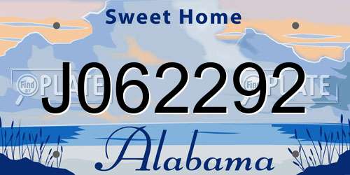 J062292 Alabama License Plate