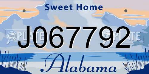 J067792 Alabama License Plate