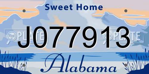 J077913 Alabama License Plate