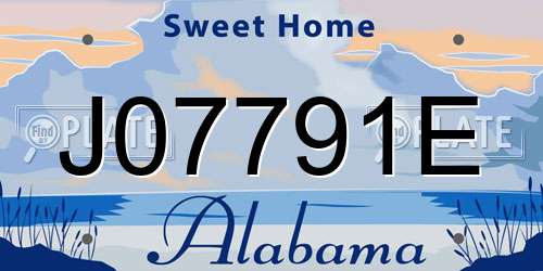 J07791E Alabama License Plate