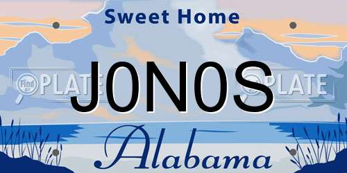 J0N0S Alabama License Plate