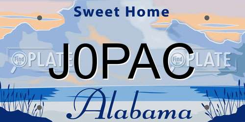 J0PAC Alabama License Plate