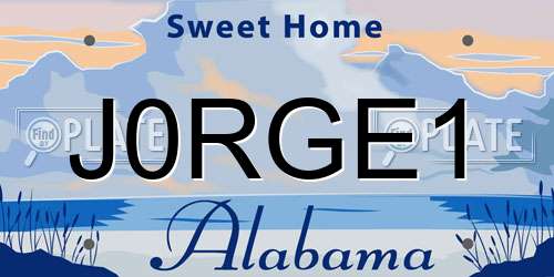 J0RGE1 Alabama License Plate