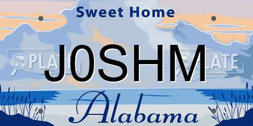 J0SHM Alabama License Plate
