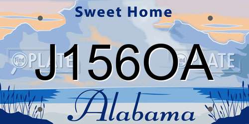 J156OA Alabama License Plate