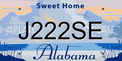 J222SE Alabama License Plate
